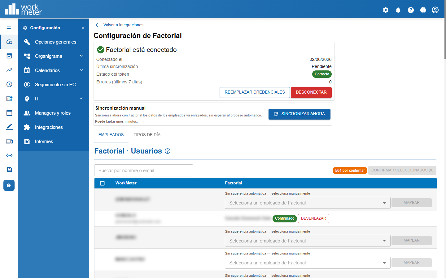 Mapeo de empleados WorkMeter ↔ Factorial