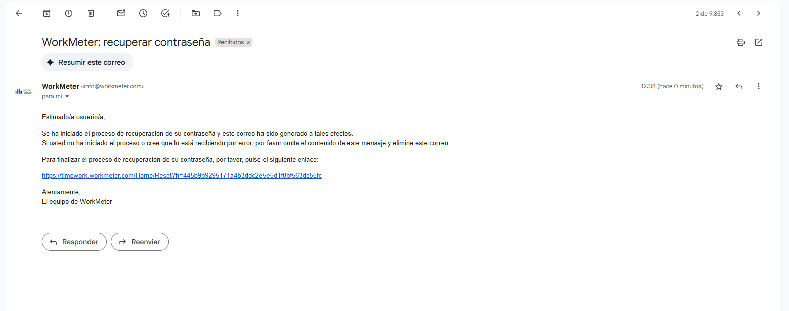 e-mail recuperação senha